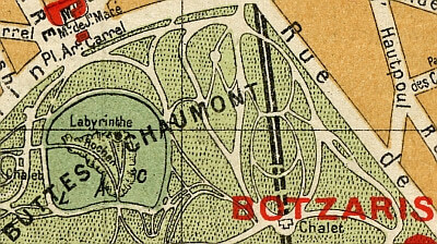 Plan du quartier des Buttes-Chaumont vers 1910